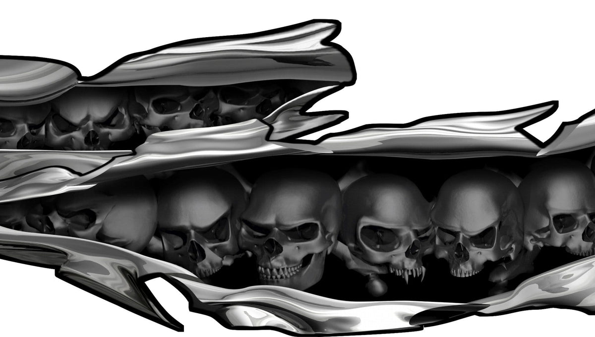 skulls tears decal closeup view